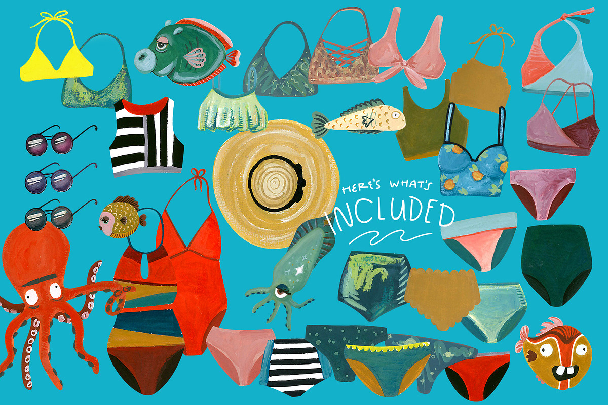 Swimsuits & Sea Creatures, an Illustration by Katrina Junio (Photo 3 of 7)