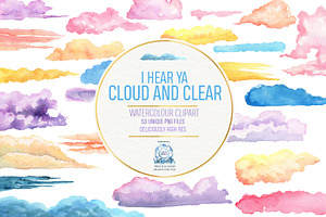53 Gentle Watercolor Cloud BUNDLE