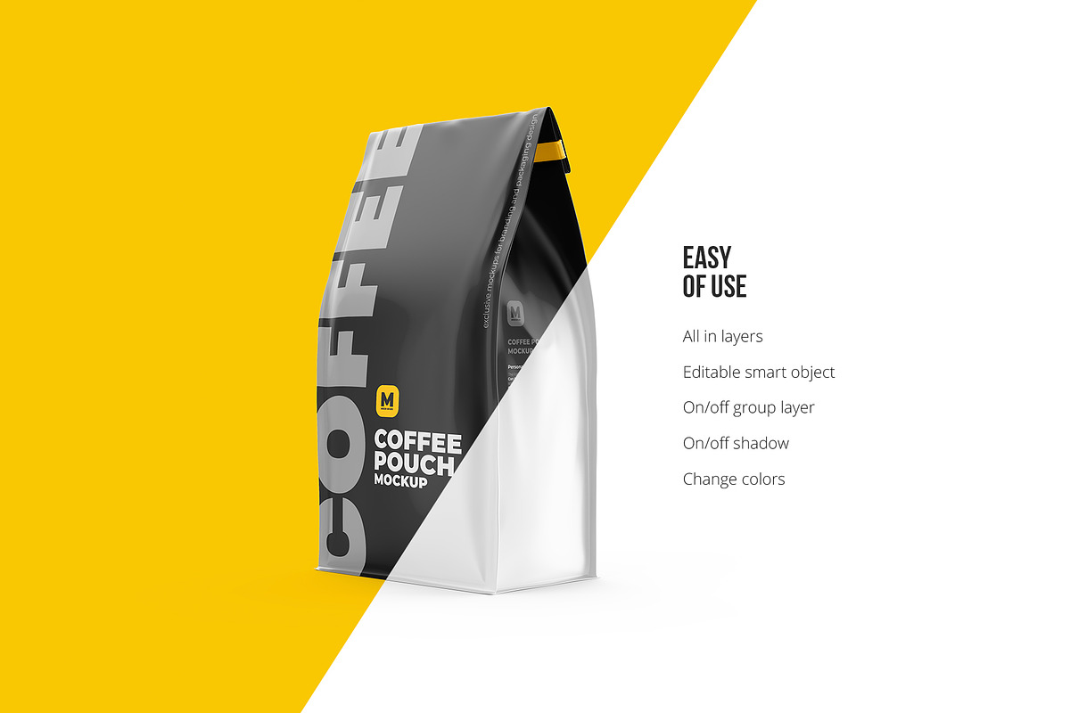 Coffee Pouch Mockup Half-Side view, a Packaging Mockup by easymock (Photo 3 of 9)