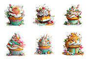 Vintage Watercolour Cupcake, a Seasonal Illustration by CreationArt (Thumbnail 4 of 5)