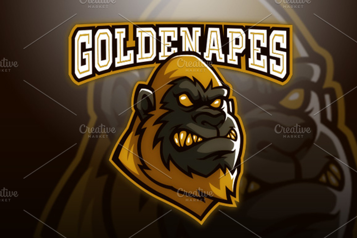 Golden Apes Logo, an Animal Illustration by mikailain