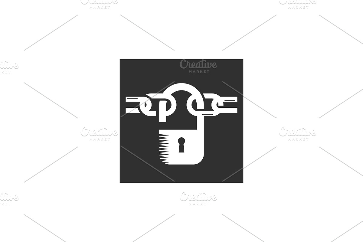 Padlock and chain logo design, an Object Graphic by nicemorning (Photo 2 of 2)