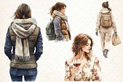 Winter Cottage Girl Watercolor Clipa, an Illustration by Libby Wishes (Thumbnail 5 of 7)