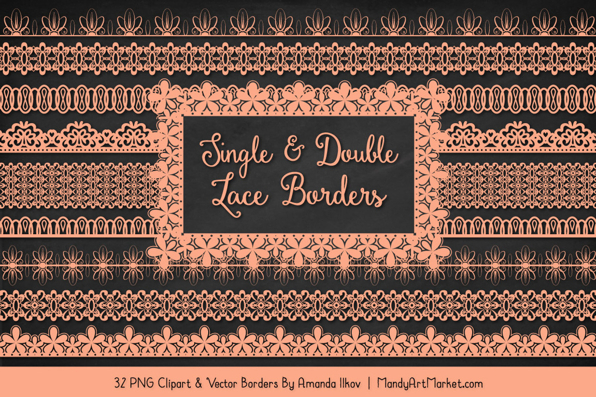 Peach Lace Clipart Borders, an Illustration by Amanda Ilkov (Photo 2 of 5)