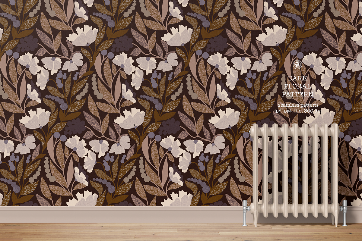 Dark Floral Pattern, a Pattern Graphic by Bloomart Studio
