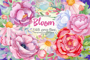 Watercolor Flowers Bundle