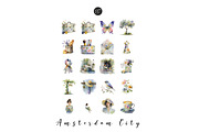 Watercolor Amsterdam City Clipart, an Illustration by CreationArt (Thumbnail 6 of 7)