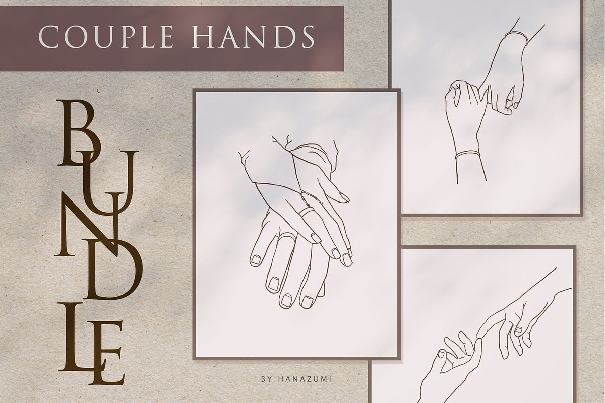 Couple Holding Hands Bundle Set, an Illustration by Hanazumi (Photo 1 of 6)