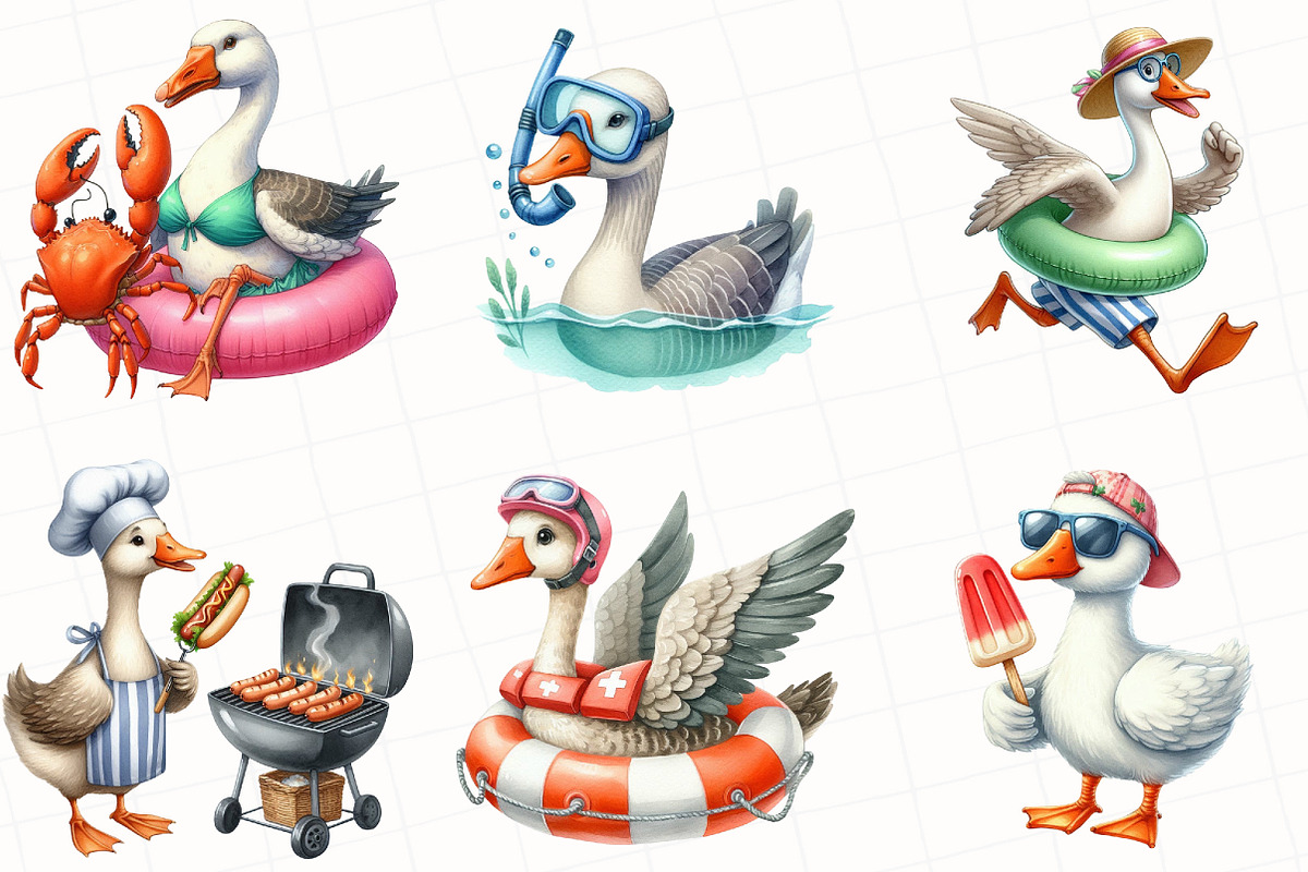 Summer Silly Goose Clipart, an Illustration by OK Design (Photo 2 of 5)