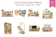 Watercolor Living Room Clipart, a Decorative Illustration by BerryPieArt (Thumbnail 3 of 4)
