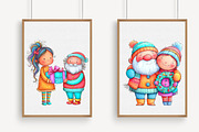 Christmas girl and Santa Clip Art, an Illustration by Libby Wishes (Thumbnail 5 of 7)