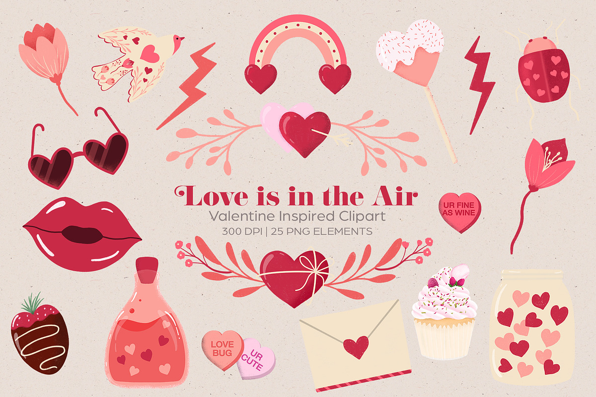 Nature-Inspired Valentine's Clipart, a Seasonal Illustration by The Audacious Brush (Photo 1 of 4)