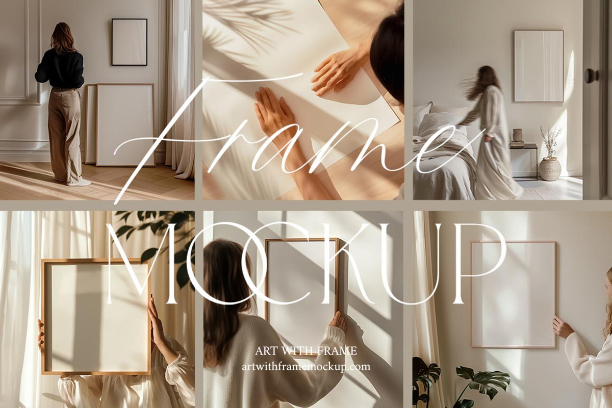 10 Frame Mockups with Person 2, an Advertising Mockup by ArtwithFrame (Photo 1 of 14)