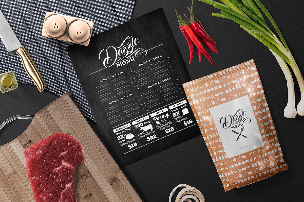 Restaurant Menu Mockup Scenes, a Books & Magazine Mockup by ZippyPixels (Photo 2 of 4)