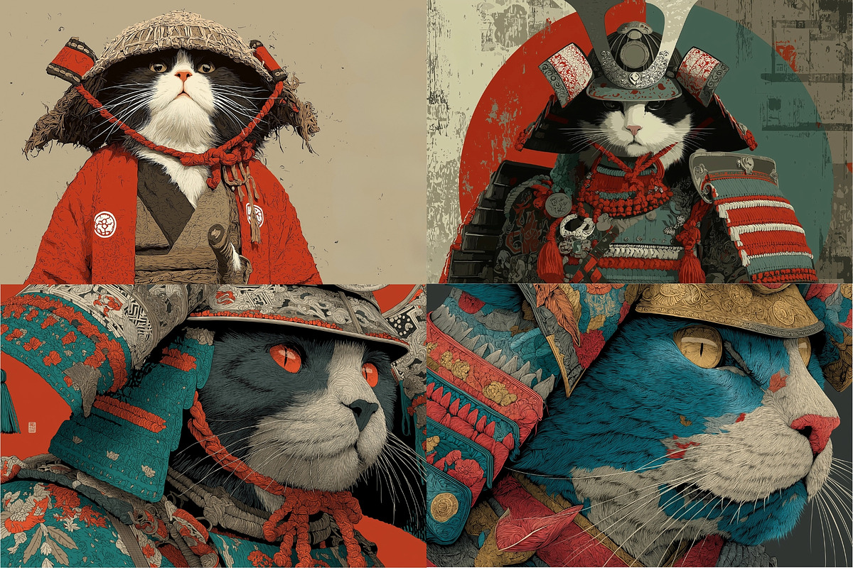 40 Samurai Cat Illustrations, an Animal Illustration by HipFonts (Photo 10 of 11)