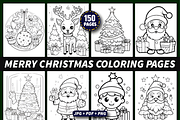 150 Merry Christmas Coloring Pages, a Seasonal Illustration by Coco Bloom (Thumbnail 1 of 3)