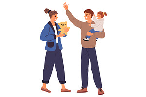 Smiling mother gives child soft toy, a Person Illustration by Vectorbuum
