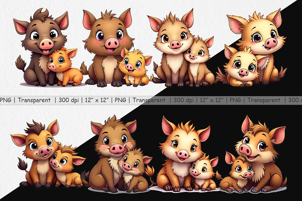 Wild Boar Mother's Day Clipart, a Graphic by Artnoy (Photo 2 of 5)