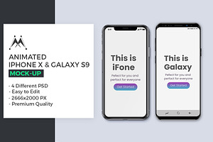 Animated iFone X & Galaxy S9 Mock-Up, an iPhone Mockup by Modern Studio