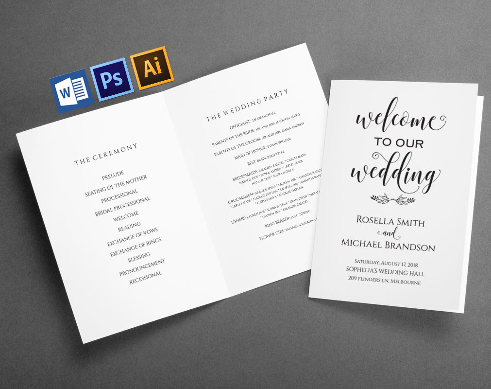 Wedding Program folded SHR367, an Invitation Template by Shafura_Wedding