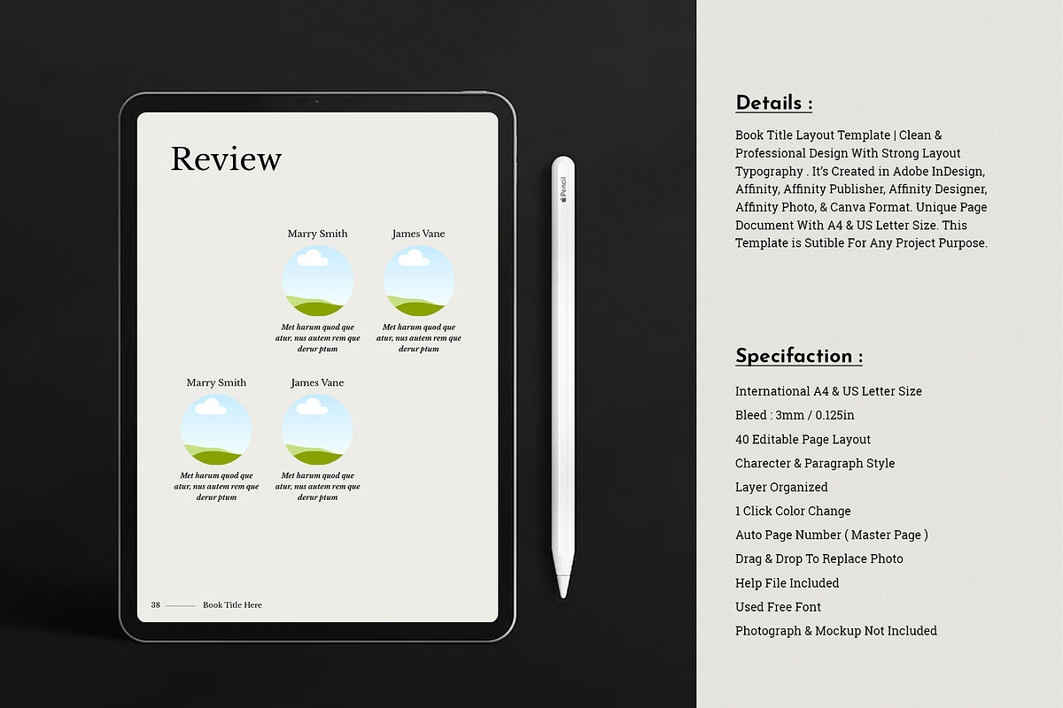 Book Title Layout Design Template, a Brochure Template by TemplateFolio-Shop (Photo 3 of 19)