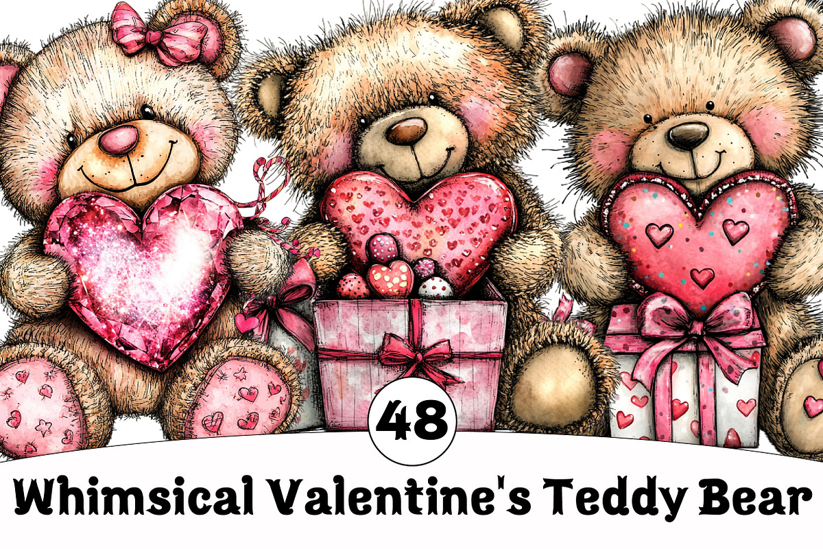 Whimsical Valentine's Teddy Bear, an Illustration by Design Market (Photo 1 of 5)