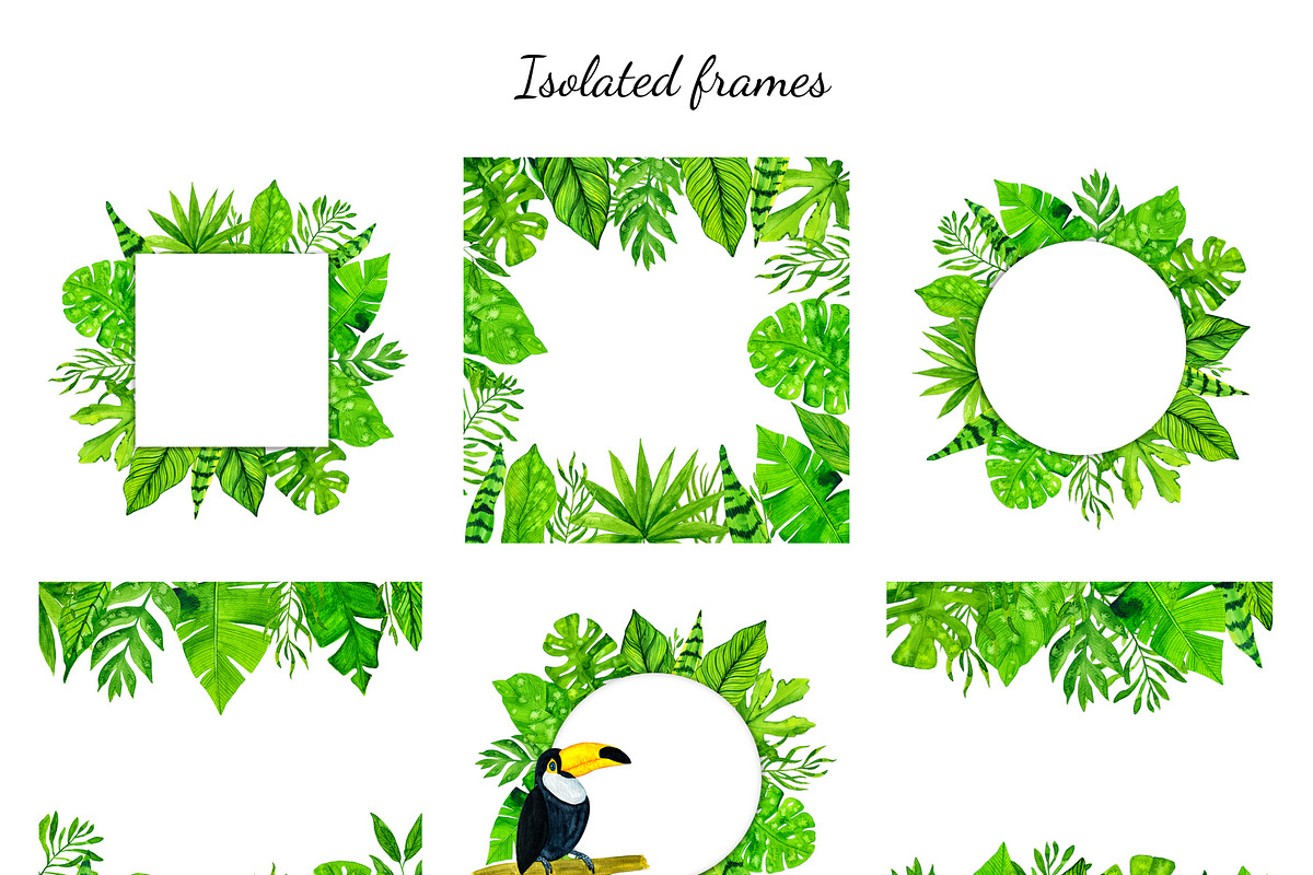 Watercolor tropical leaves, a Background Graphic by MarBom (Photo 3 of 6)