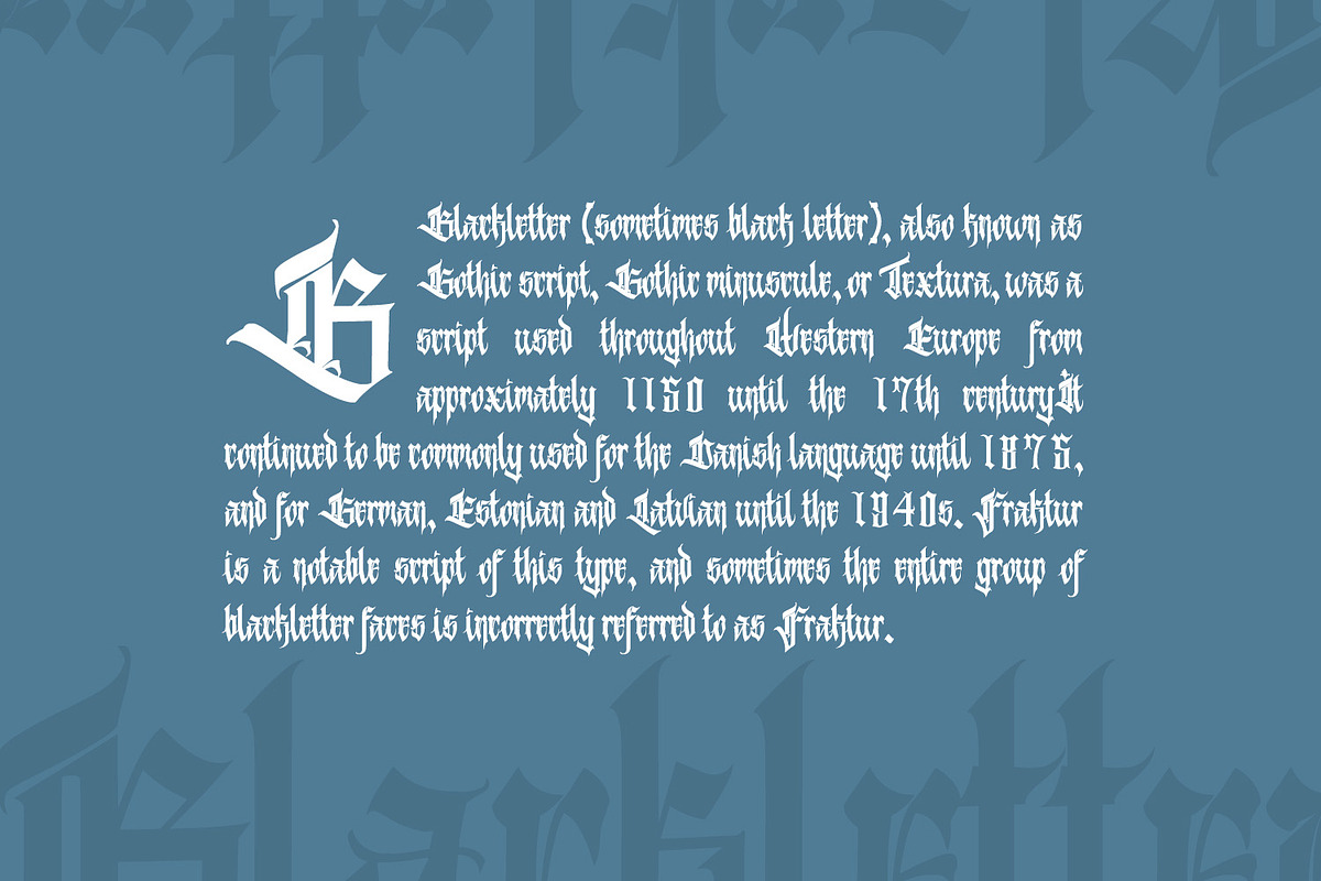 Kalecius, a Blackletter Font by Vintage Division (Photo 2 of 10)