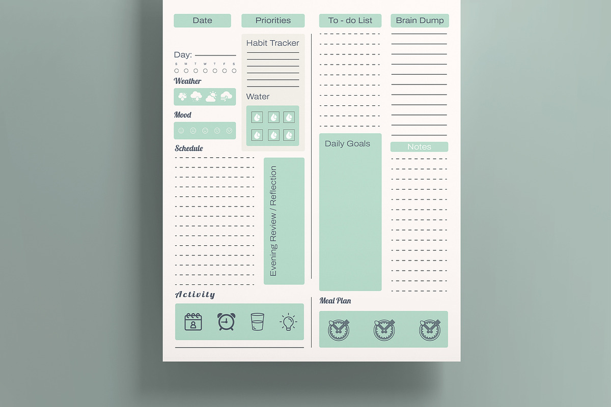 Minimal Daily Planner Template, a Stationery Template by MightyDesign (Photo 3 of 8)