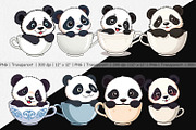 Teacup Panda Clipart, a Graphic by Artnoy (Thumbnail 2 of 5)