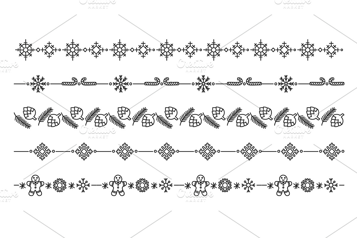 Christmas doodle dividers. Winter, an Object Illustration by winwin.art
