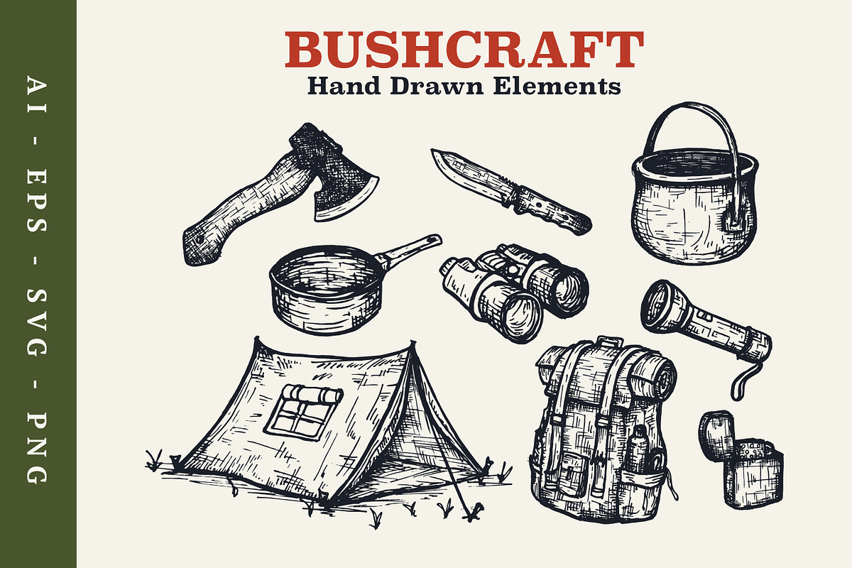 Hand Drawn Bushcraft Survival, an Illustration by Artolabs (Photo 5 of 6)