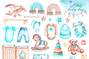 Baby boy watercolor set. Birthday., an Illustration by SabinaWatercolorArt (Thumbnail 2 of 15)