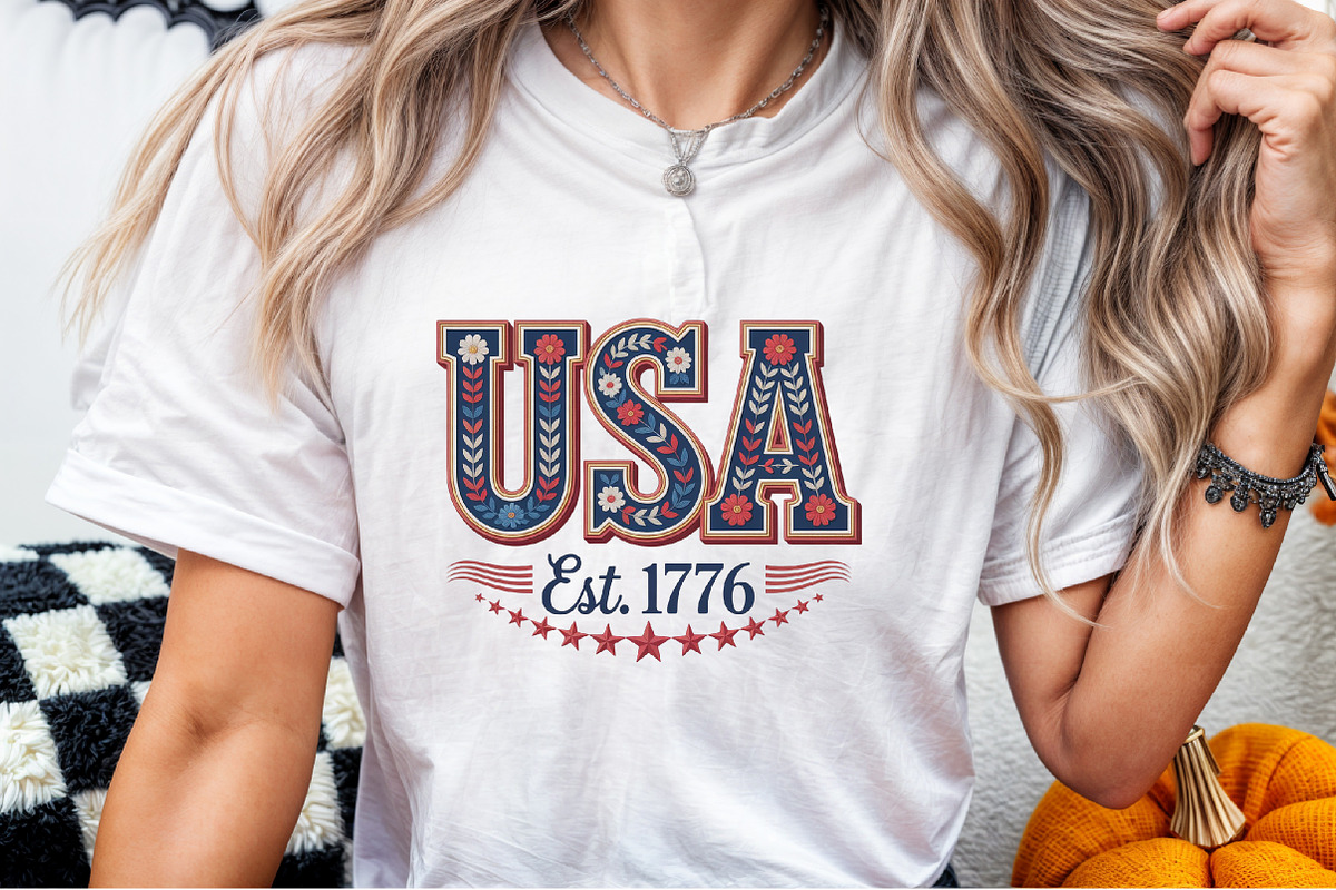 Floral Embroidery USA Png Retro Amer, an Illustration by Sublimation Artist (Photo 6 of 9)