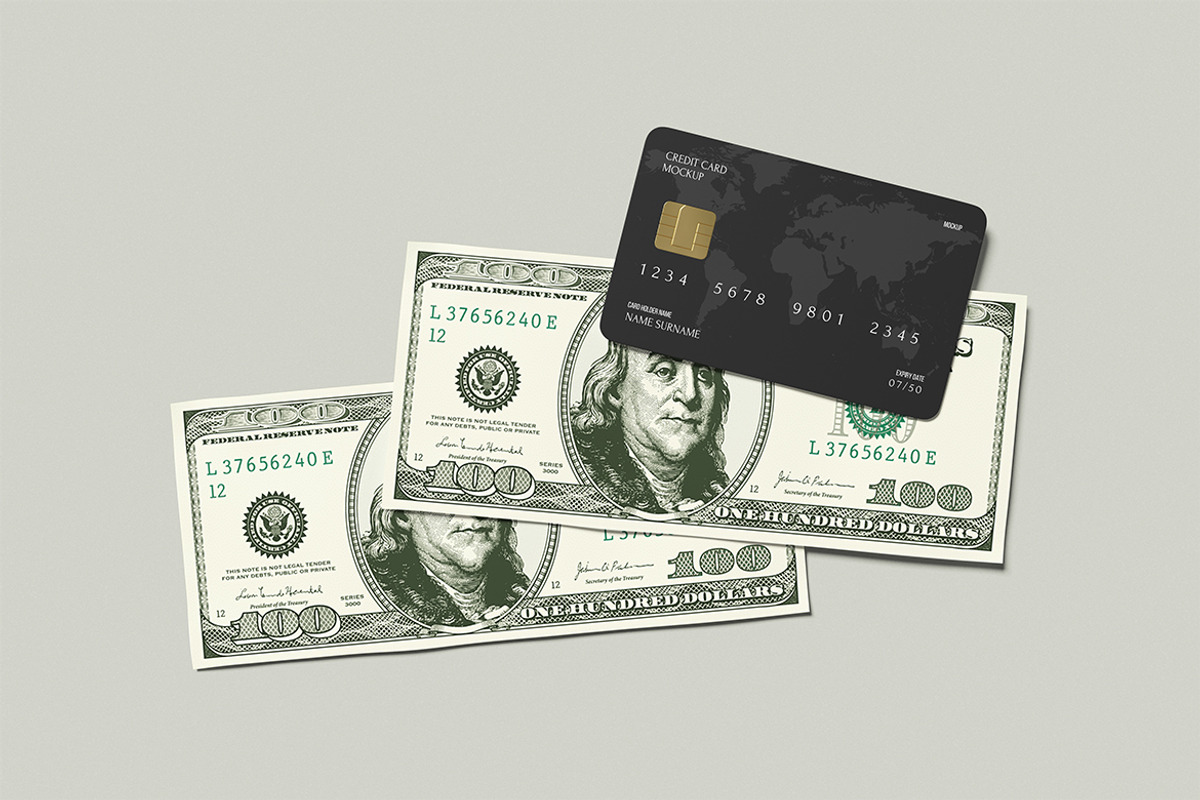 Card and Money Mockup, a Product Mockup by swsi-studio (Photo 2 of 5)