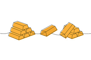 Set of gold bars one line colored, an Object Illustration by GraphiShop