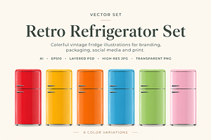 Fridge. Vector Set., an Object Graphic by Gomolach
