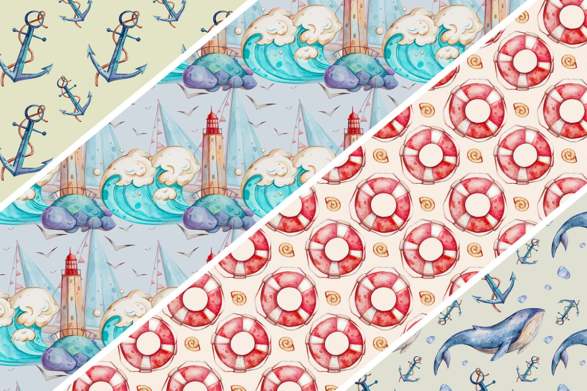 Watercolor nautical illustration set, a Transportation Illustration by Aquarellka (Photo 7 of 10)