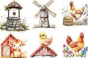 Watercolor Farm Animals Clipart Set, an Illustration by Designking (Thumbnail 2 of 5)