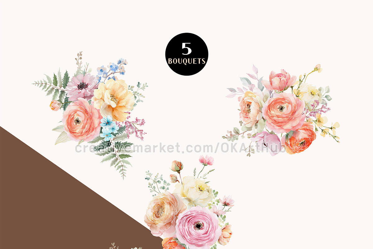 Romantic Watercolor Flower Clipart, a Decorative Illustration by OKArtHub (Photo 4 of 9)
