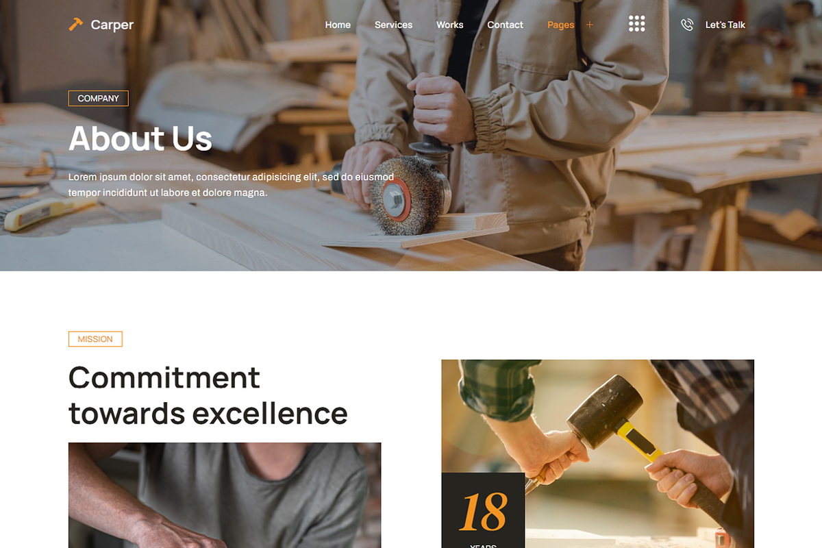 Carpenter & Craftman Elementor theme, a Landing Page Template by Design Spade (Photo 3 of 7)