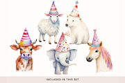 Animals in Party Hats Clipart, Cute, a Decorative Illustration by illuztrate (Thumbnail 8 of 8)