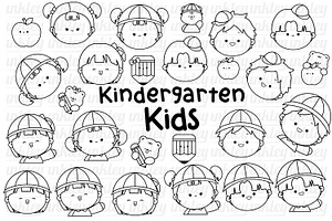 Kindergarten School Clipart Coloring, a Person Illustration by Inkley Studio