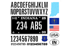 Indiana car license plate black