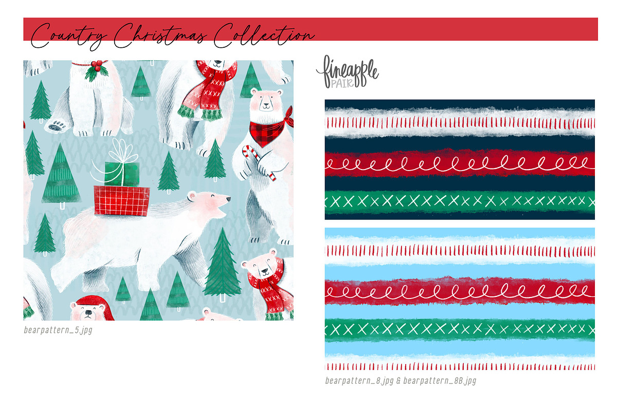 Christmas Bears Digital Paper, a Pattern Graphic by FINEAPPLE (Photo 3 of 10)
