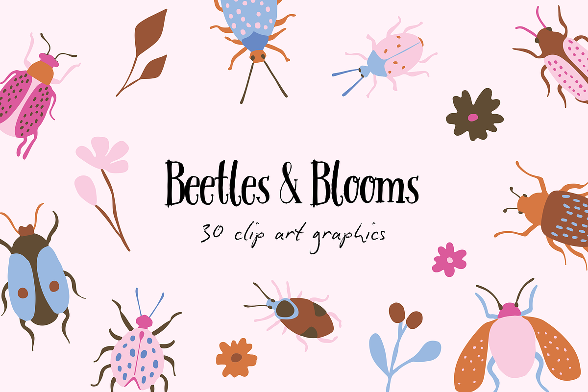 Beetles and Blooms Clip Art, an Object Graphic by denofdreamers (Photo 1 of 3)