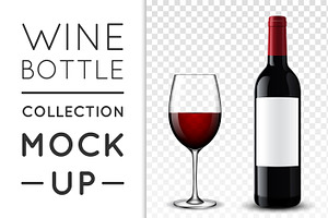 Wine bottle. Mock-up set.