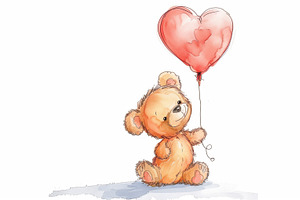 Cute teddy bear with heart balloon., an Arts & Entertainment Photo by MistyDay