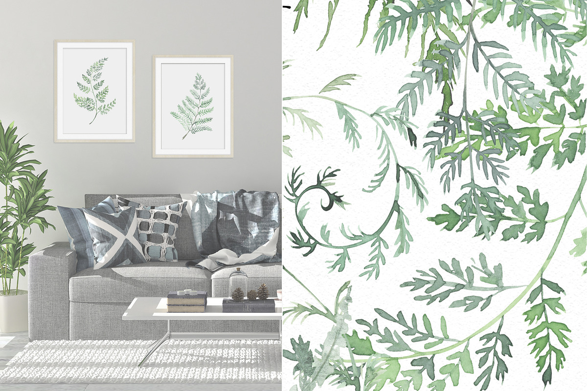 Watercolor Fern and Roses, an Object Illustration by Olga Koelsch (Photo 6 of 15)