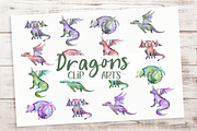 Cute Colored Dragons - Clip Art Set, an Illustration by Tati Bordiu (Thumbnail 1 of 4)